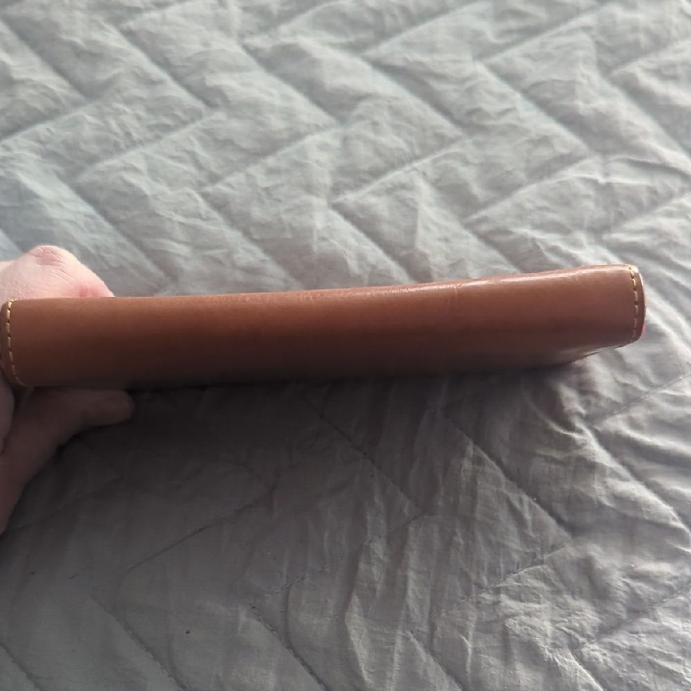 Dooney & Bourke Brown Leather Zip-Around Wallet with Red Trim - Picture 2 of 4